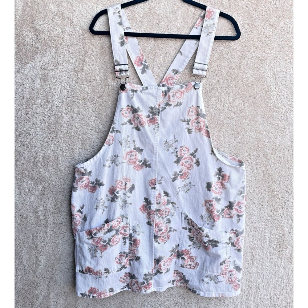 Y2K NOBO White Floral Overall Mini Dress Sz 3XL 21 Cottagecore Romantic